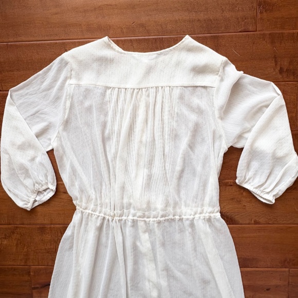 Uniqlo Button-Down Front Pintuck Midi Dress M Tie-Waist - Picture 10 of 15